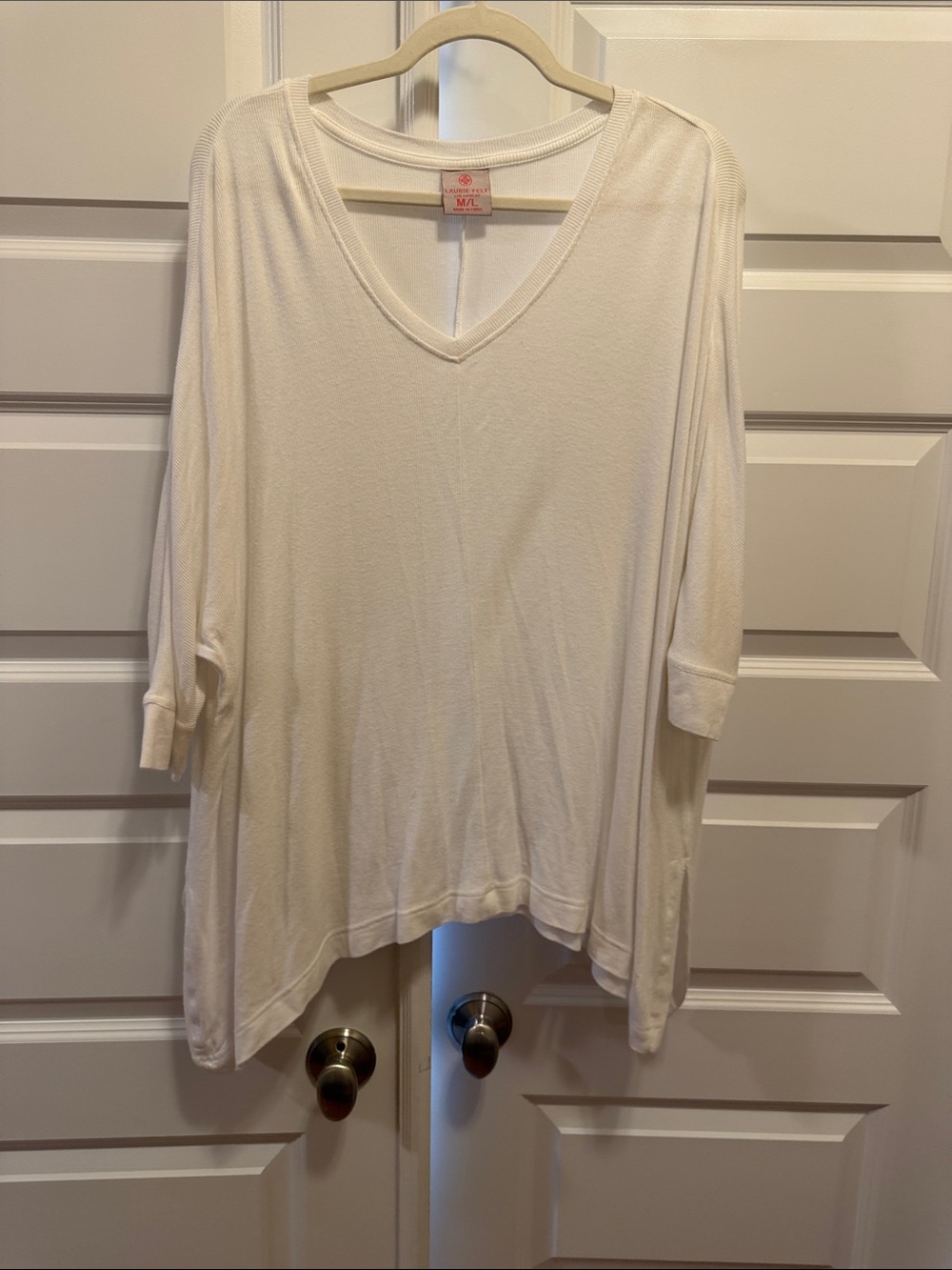 Laurie Felt Cream V-Neck Tunic Top